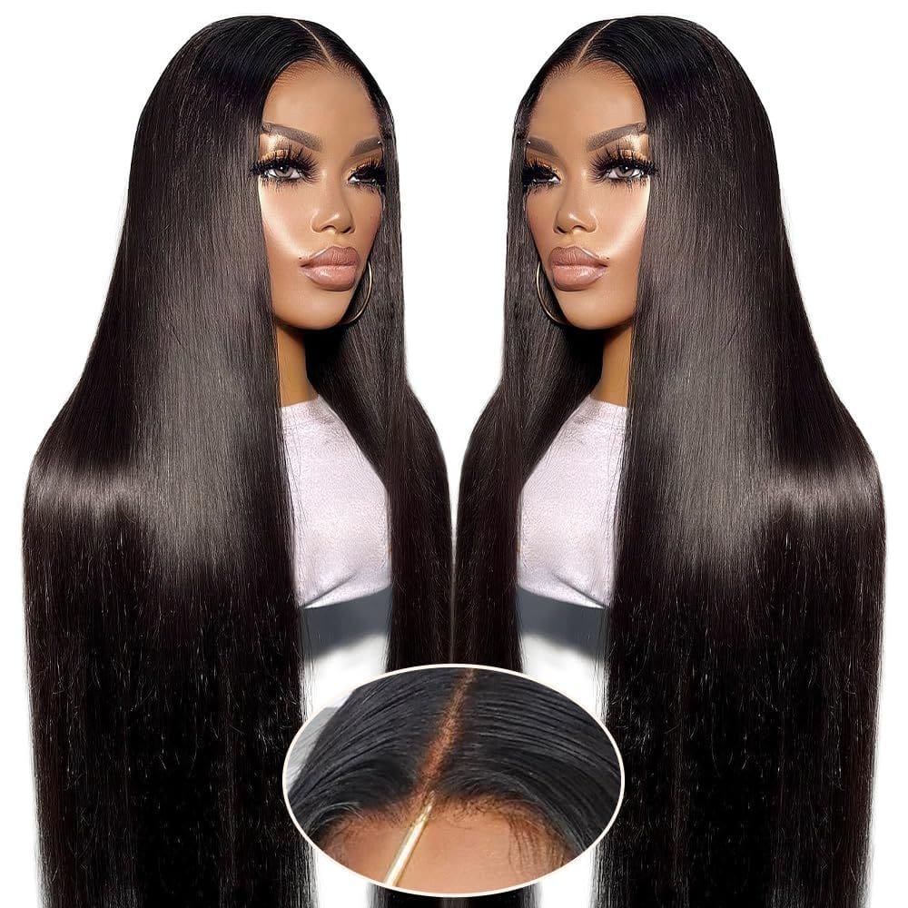 Perucas Azkiu Wear and Go, sem cola, de renda reta, 30"