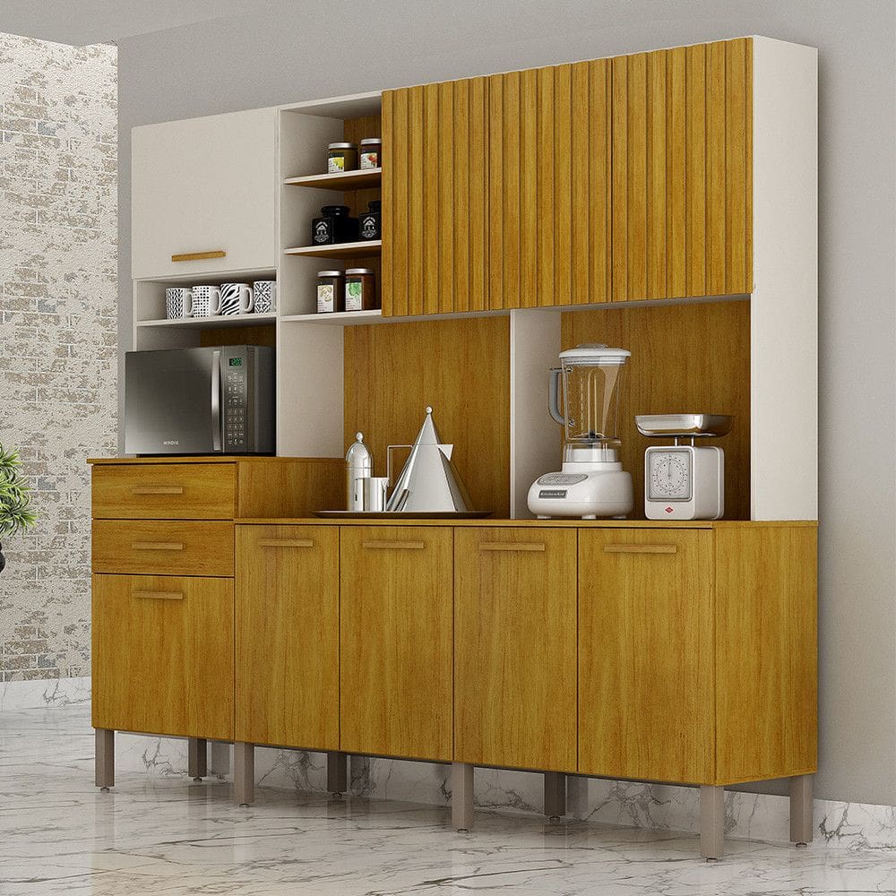 Armário de Cozinha Lira Plus 9 Portas 2 Gavetas Nicho Espaço para Microondas Mobilihouse