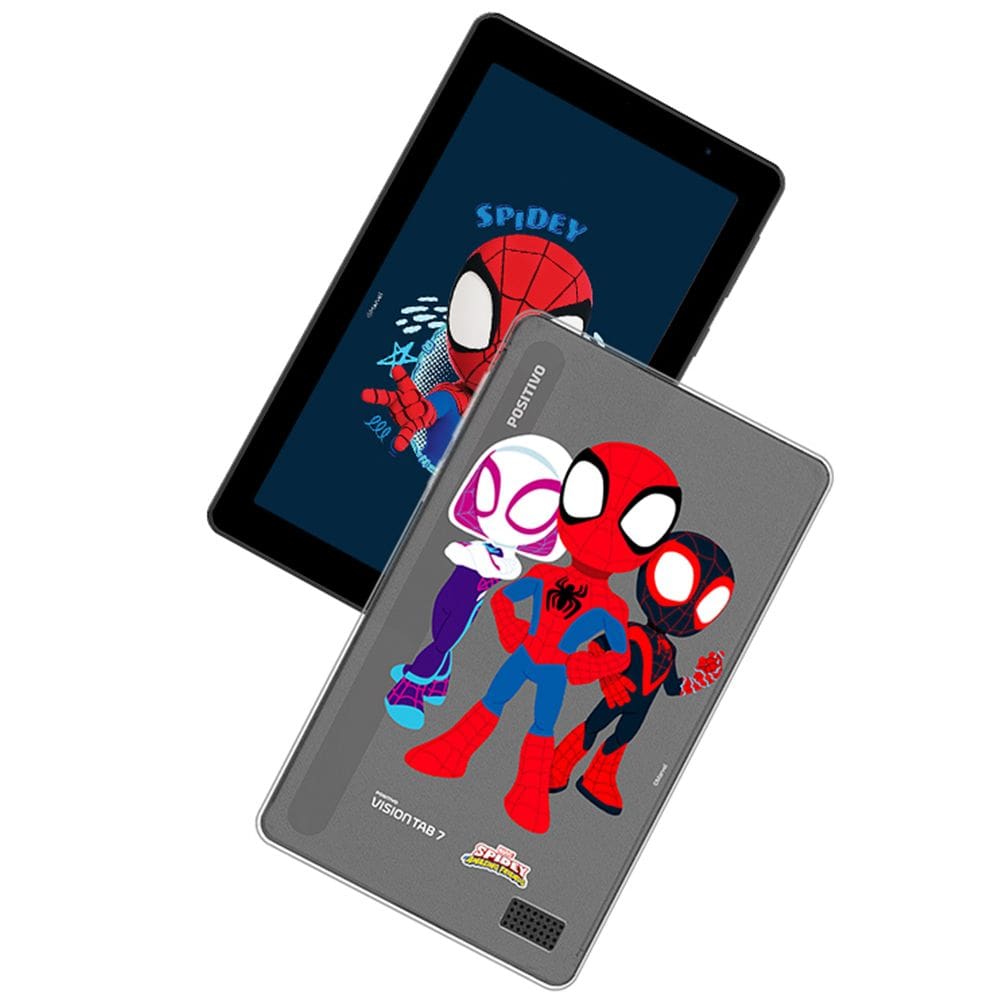 Tablet Tela 7" Android 14 Go 64GB 3GB RAM Positivo Vision Tab 7 Spidey Octa Core Preto