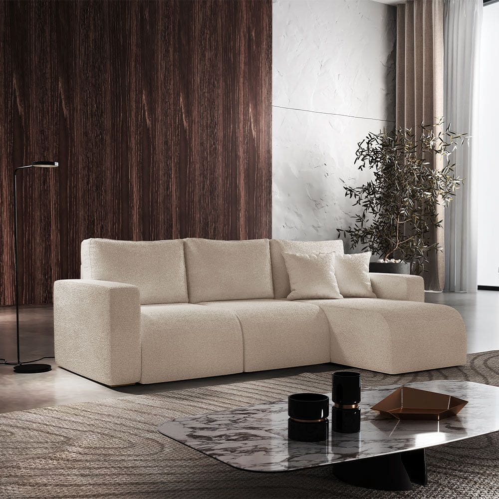 Sofá Living de 90cm com Braço + 90cm sem Braço mais Chaise Lado Direito Meu Sofá Online