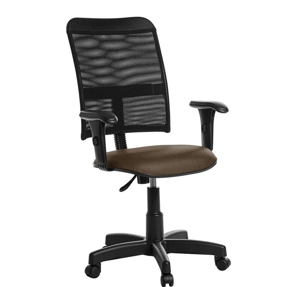 Cadeira De Escritório Em Tela Com Braço Rv Marrom