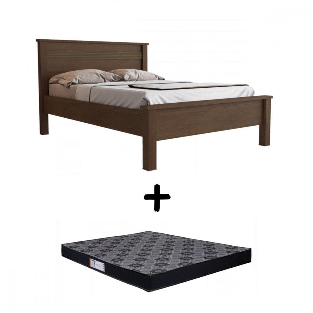 Cama com Colchão de Casal Barcelona Cacau Conquista