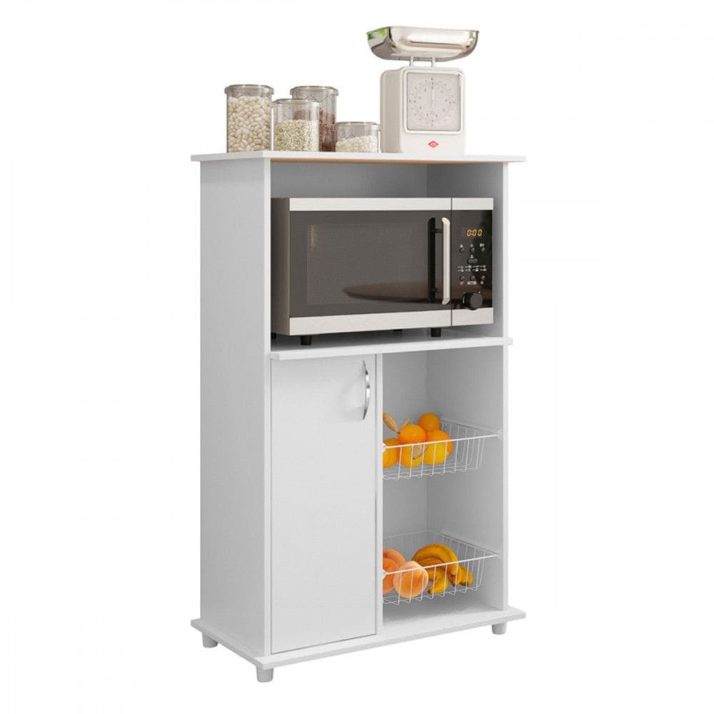 Balcão de Cozinha Balli 1 Porta Branco Brilho New com 2 Cestos Notável