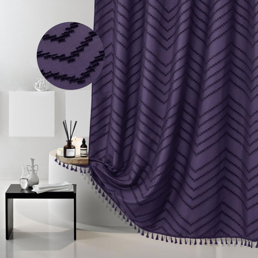 Cortina de chuveiro Siiluminisoy Boho Roxo Escuro 180x180cm Tecido