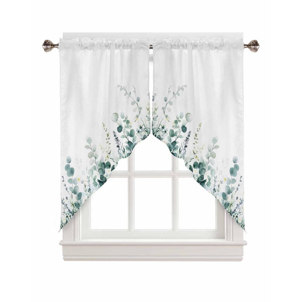 Cortina Valance AYTTBIS Folhas de eucalipto verde para janelas 71x91cm