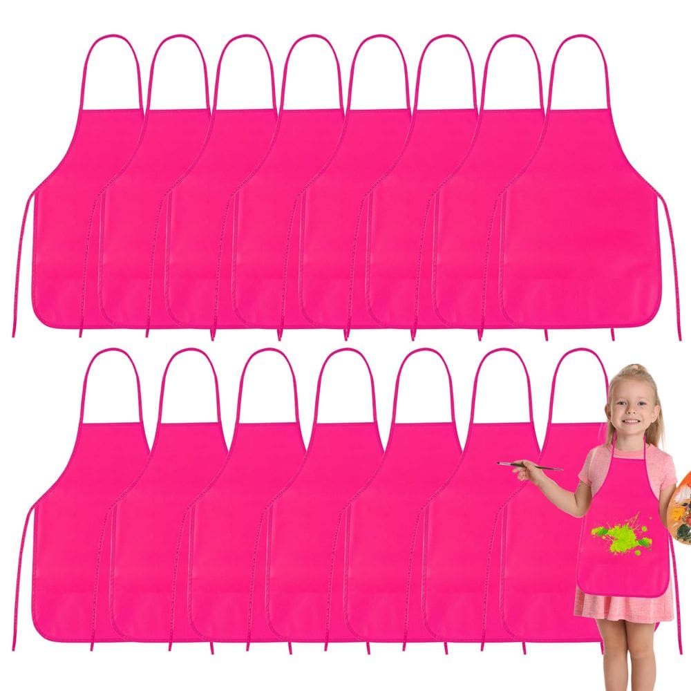 Aventais infantis PLULON, 30 peças para pintar, batas artísticas, rosa vermelha
