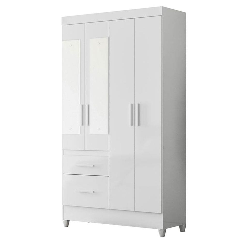 Guarda Roupa Infantil Madri 4 Portas Branco Flex com Espelho - Moval