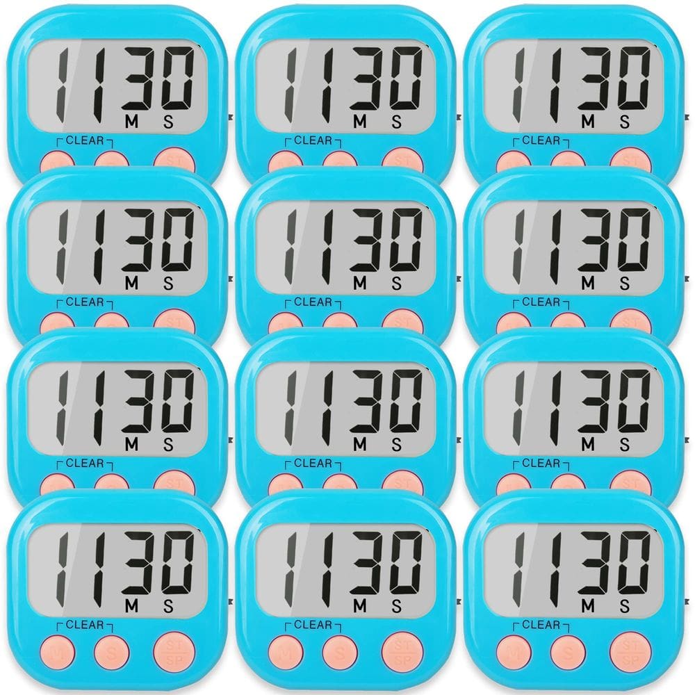 Temporizadores de cozinha AOUCE Digital, pacote com 12, com anel alto, azul