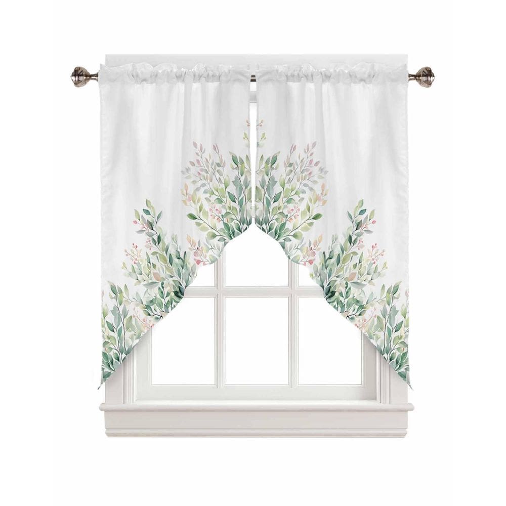 Cortina Valance AYTTBIS Aquarela de eucalipto verde sálvia 71x91cm