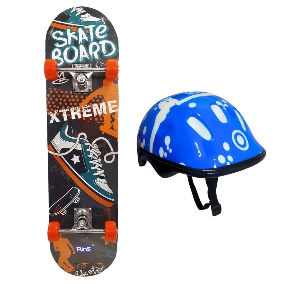Skate Infantil Radical Old Shoes + Capacete Proteção Círculo