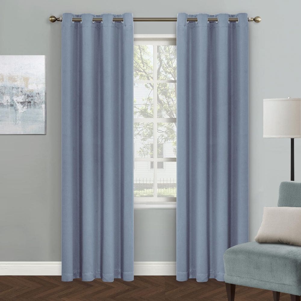 Cortinas Blackout MYSKY HOME Dusty Blue 203x203cm para sala de estar