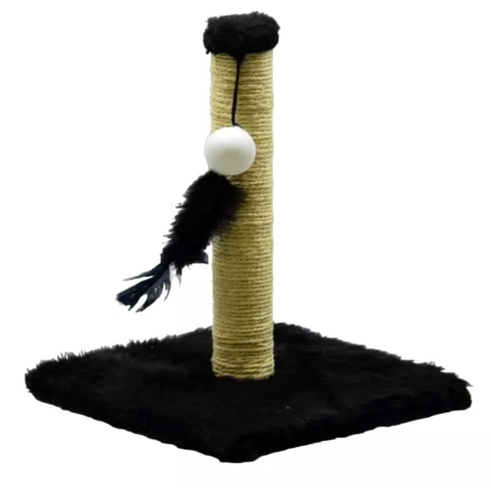 Arranhador De Gato Mini Poste Em Sisal Preto 30cm E Bolinha