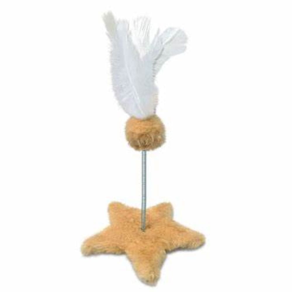 Arranhador De Gato Estrela Bege Mola Bolinha Pelucia