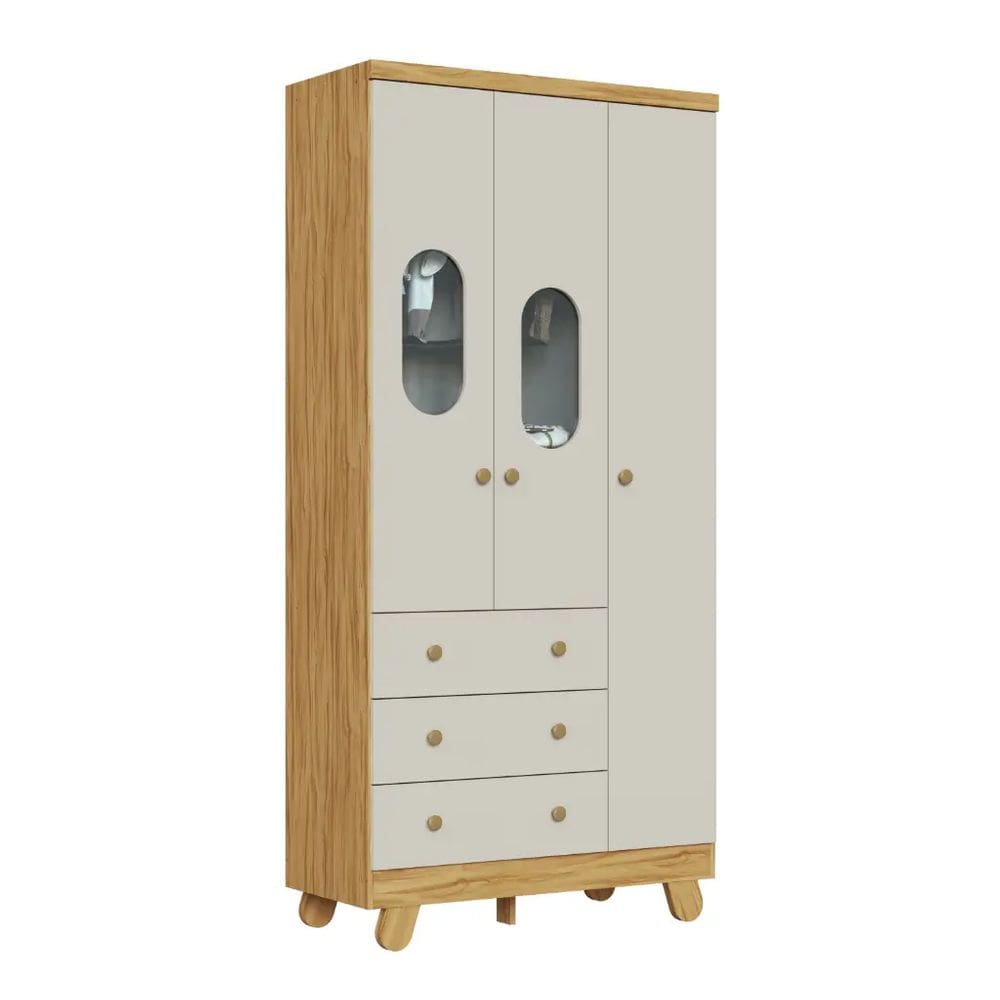 Guarda Roupa Infantil Moveis Peroba Pingo 03 portas MDF