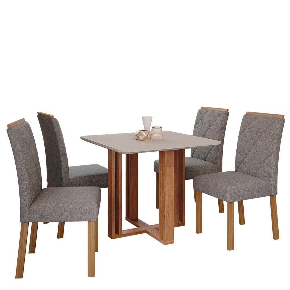 Mesa de Jantar Flora 95x95 com Tampo em MDF e 4 Cadeiras Fernanda - Cimol Móveis