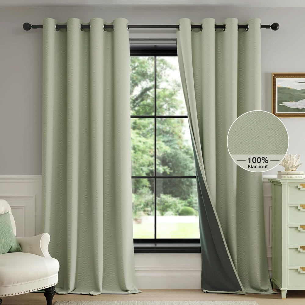 Cortinas Blackout FMFUNCTEX Sage Green 100% poliéster 244cm