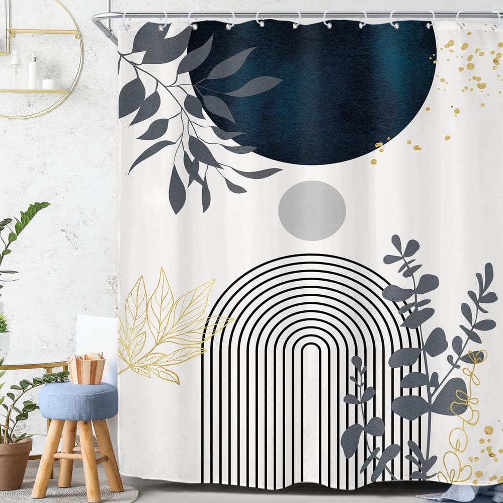 Cortina de chuveiro Riyidecor Extra Long 183x244cm Azul marinho
