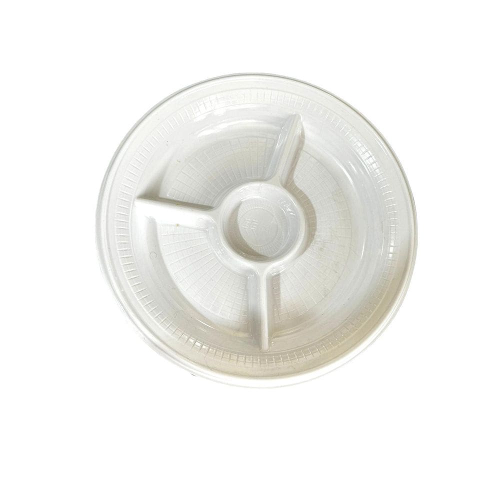 Kit 10 Petisqueiras De Plástico 24Cm Branca Com 4 Divisões