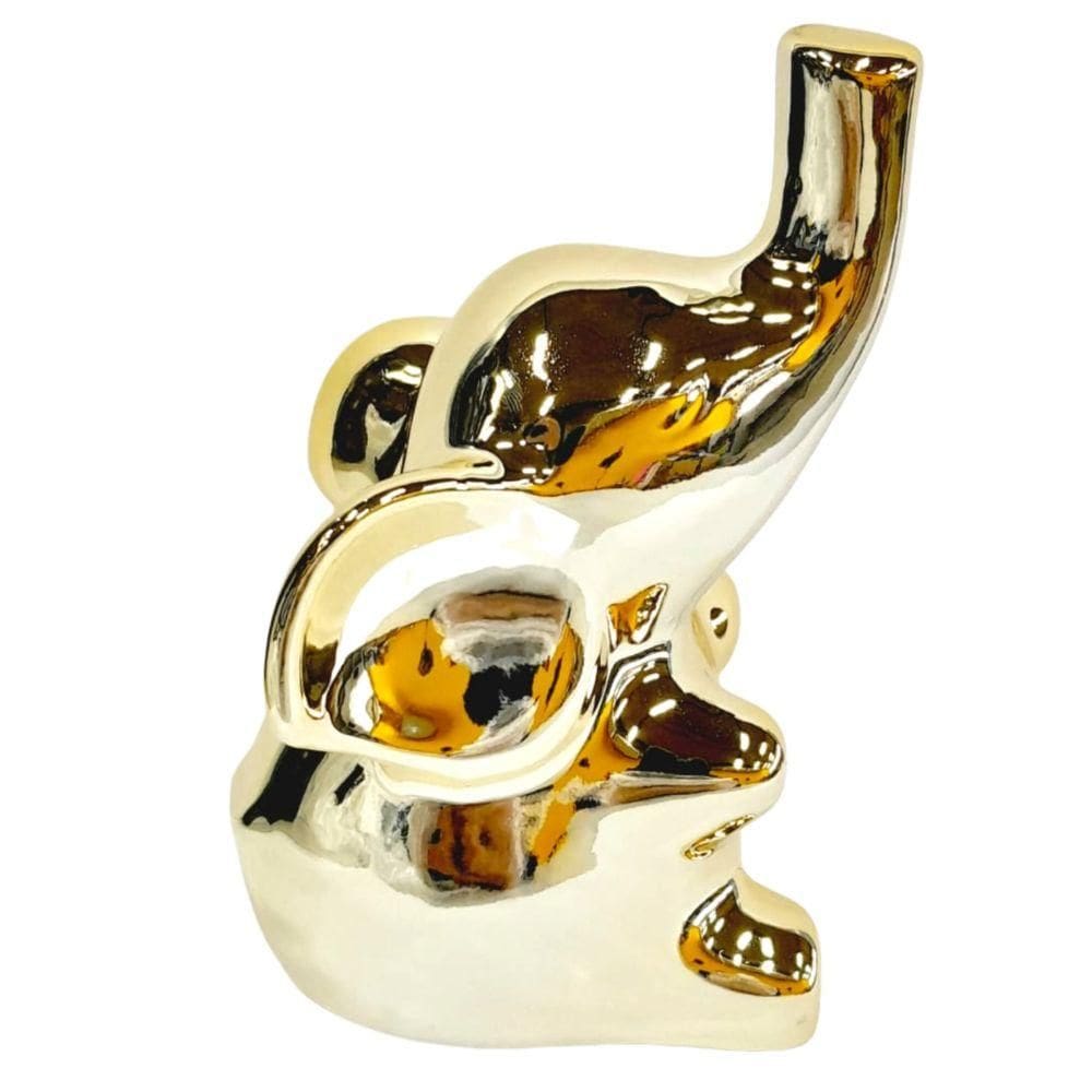 Figura Decorativa Elefante Dourado 13 cm - Western Home