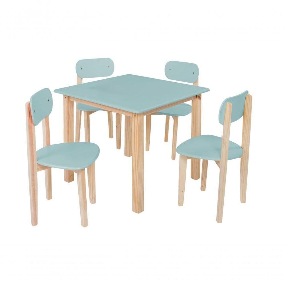 Kit Colore Mesa Com 4 Cadeiras Infantil Menta