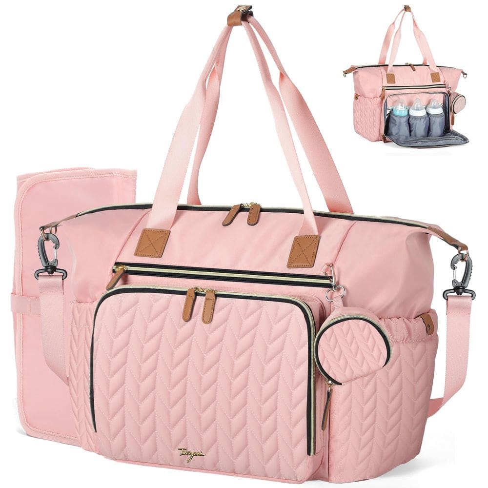Sacola de fraldas Tonyeee impermeável grande com trocador rosa