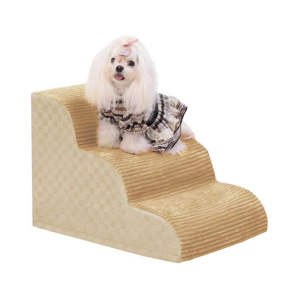 Rampa de escadas para cães Vfrog 40cmH de 3 etapas para cães pequenos, cáqui