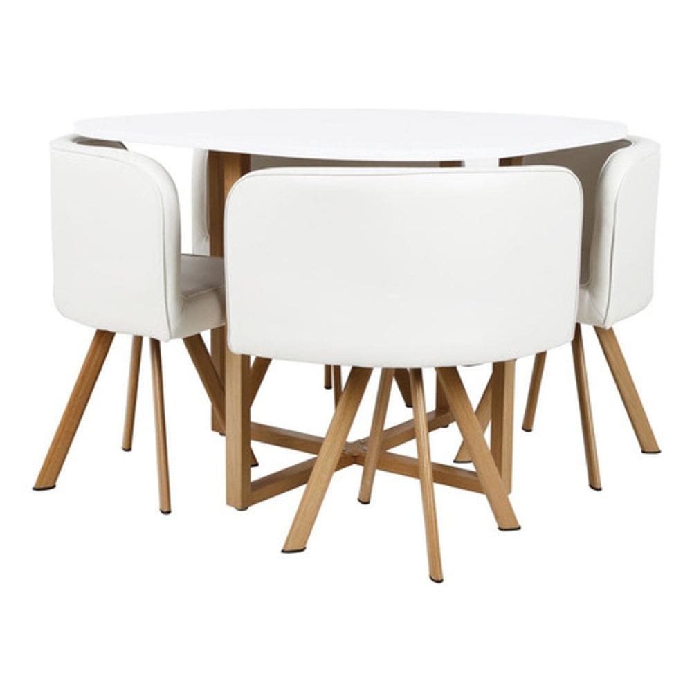 Conjunto Mesa De Jantar E 4 Cadeiras Branco Lyon