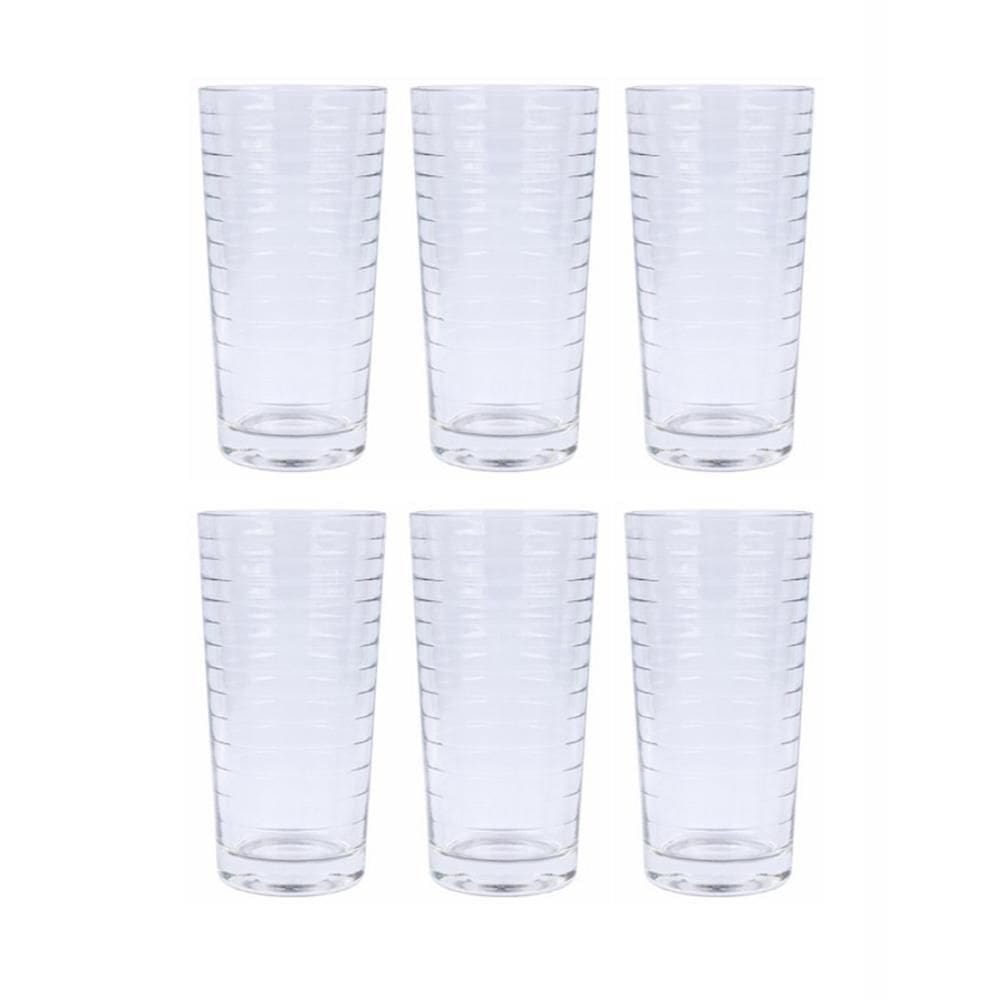 Jogo 6 Copos De Vidro Tower Listras 250Ml Class Home