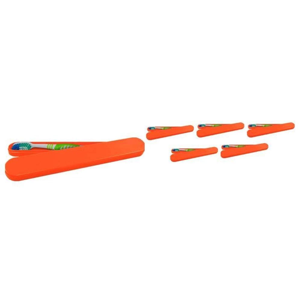 Kit 6 Porta Escova Dental Laranja Neon Plástico