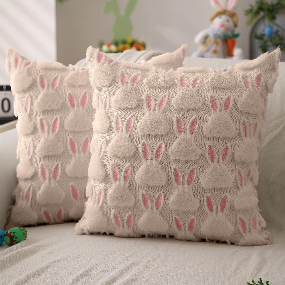 Capas de almofada DFXSZ Easter 45x45cm Conjunto de 2 orelhas rosa bege