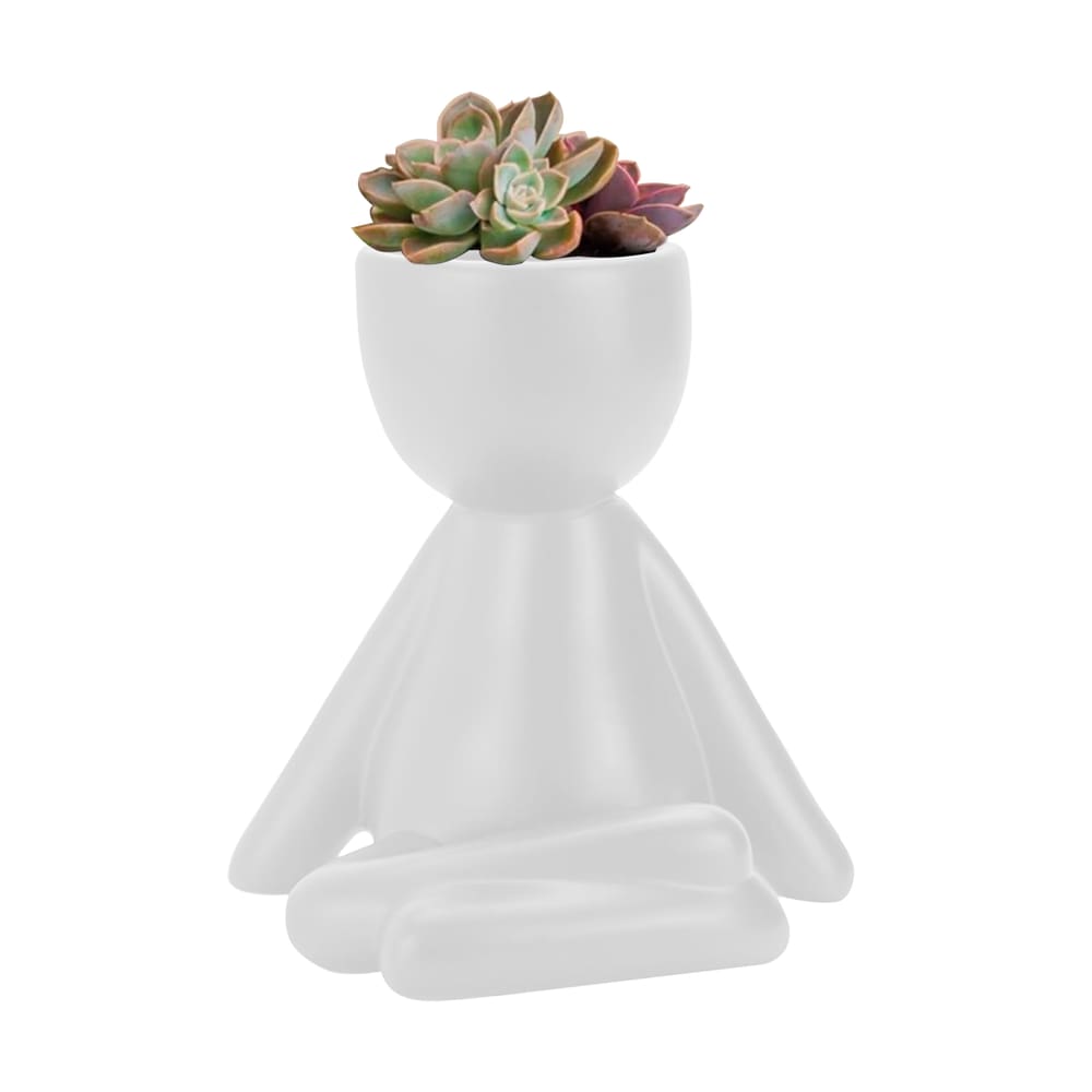 Vaso Decorativo BravaDecor Bob Robert Planta em Cerâmica Branco