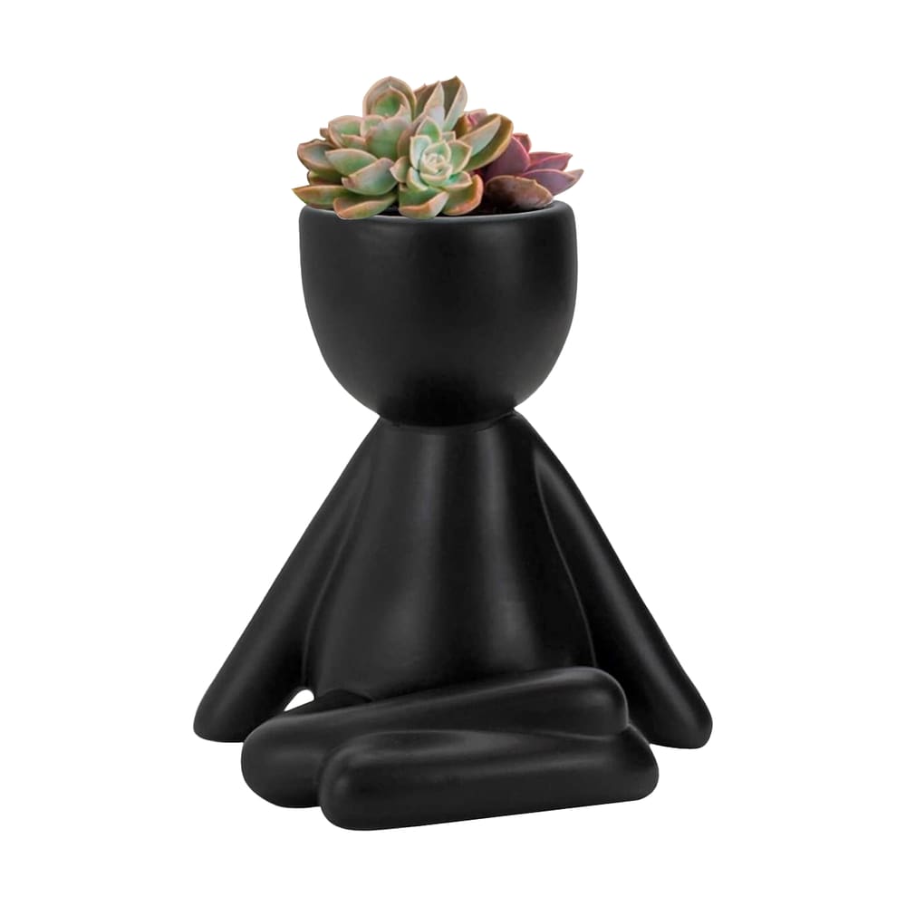 Vaso Decorativo BravaDecor Bob Robert Planta em Cerâmica Preto
