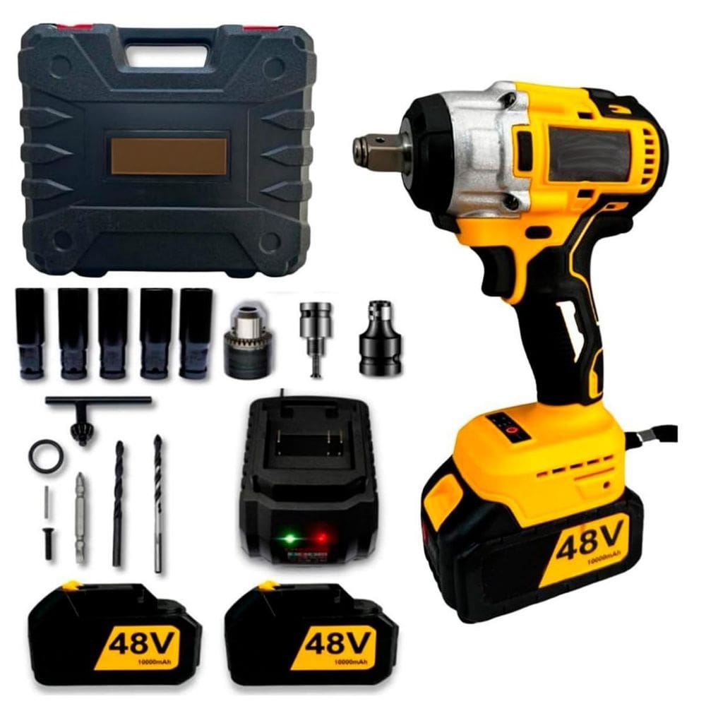 Furadeira E Chave De Impacto 48V Portátil Recarregável