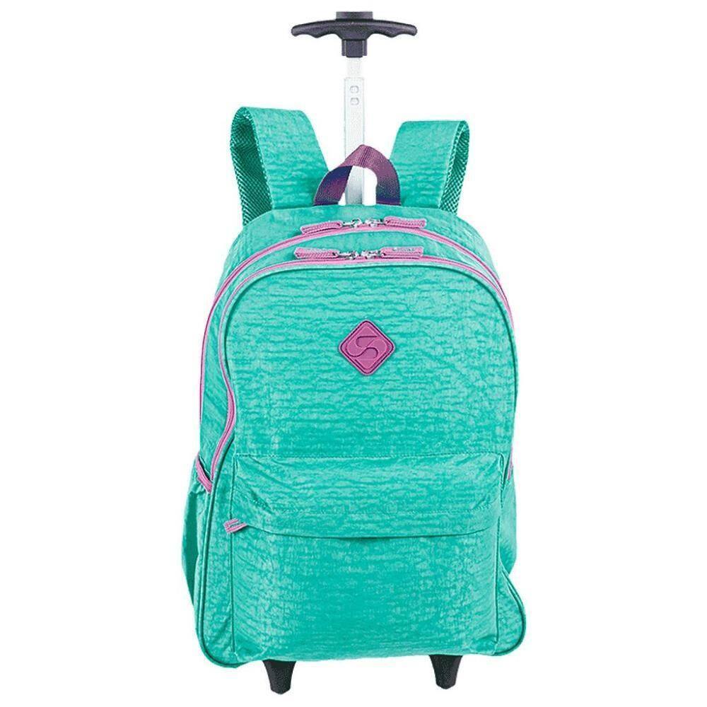 Mochila Sestini Com Rodinhas Rollingg Crinkle Azul Turquesa