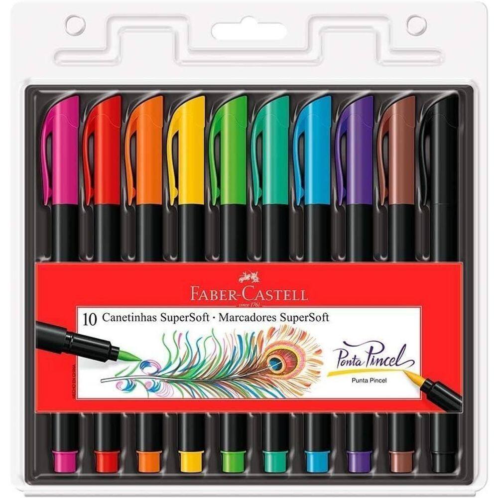 Caneta Brush Pincel Pen Faber Castell C/ 10 Cores