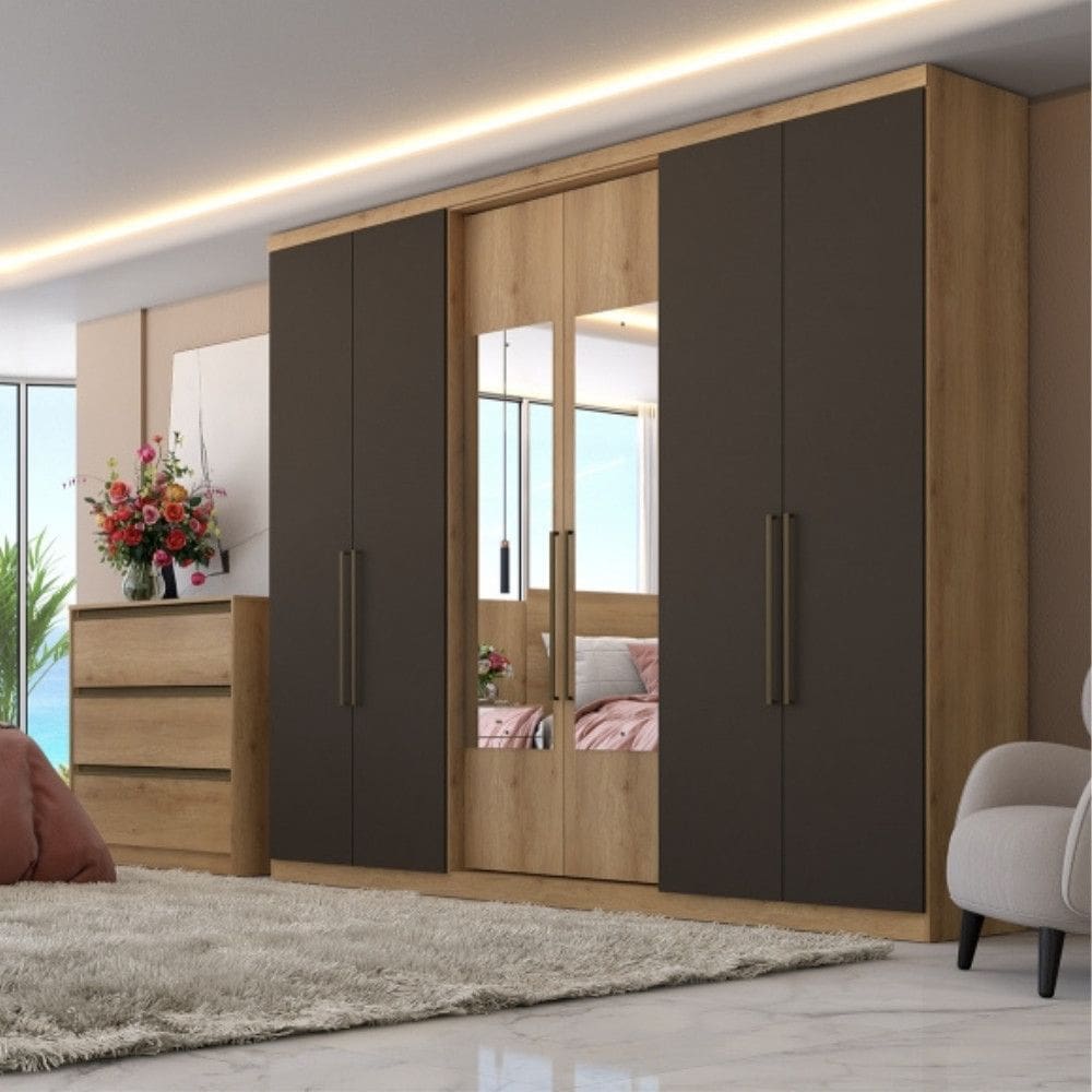 Guarda Roupa Casal com Espelho 6 Portas Passione Glass THB