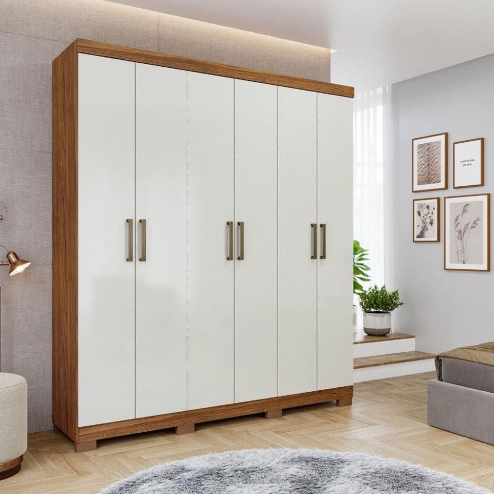 Guarda Roupa Casal com Pés 6 Portas 100MDF Milena Panan