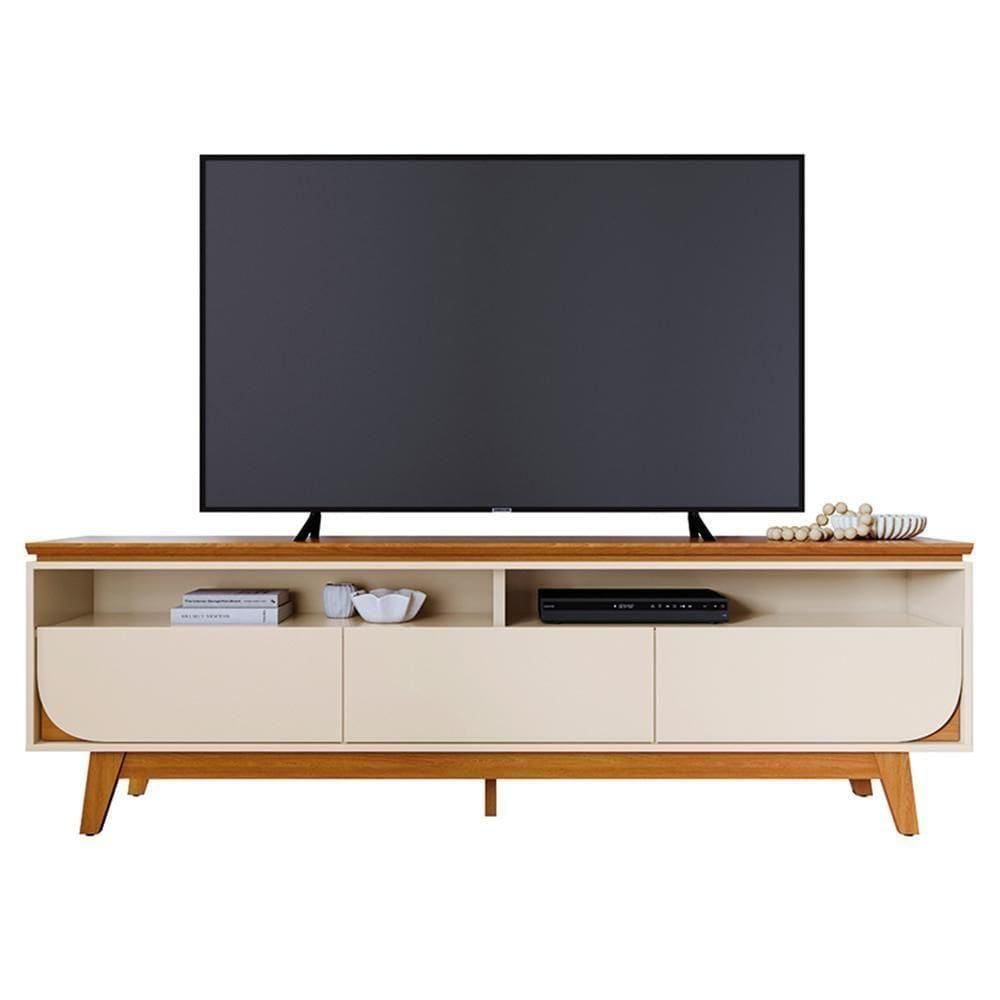Rack Bancada Selene Cinamomo/off White Para Tv Até 75” - Madetec
