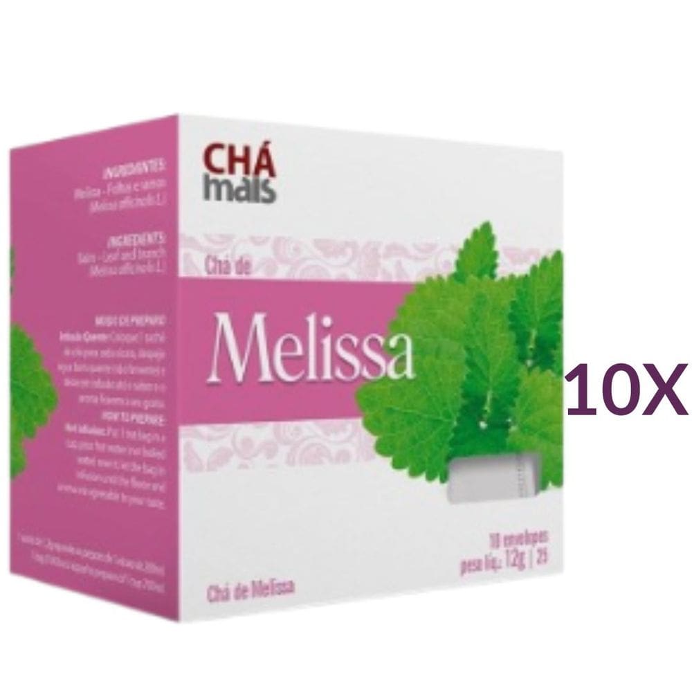 Chá de Melissa Natural Vegano 10 Sachês de 1,2g Kit 10