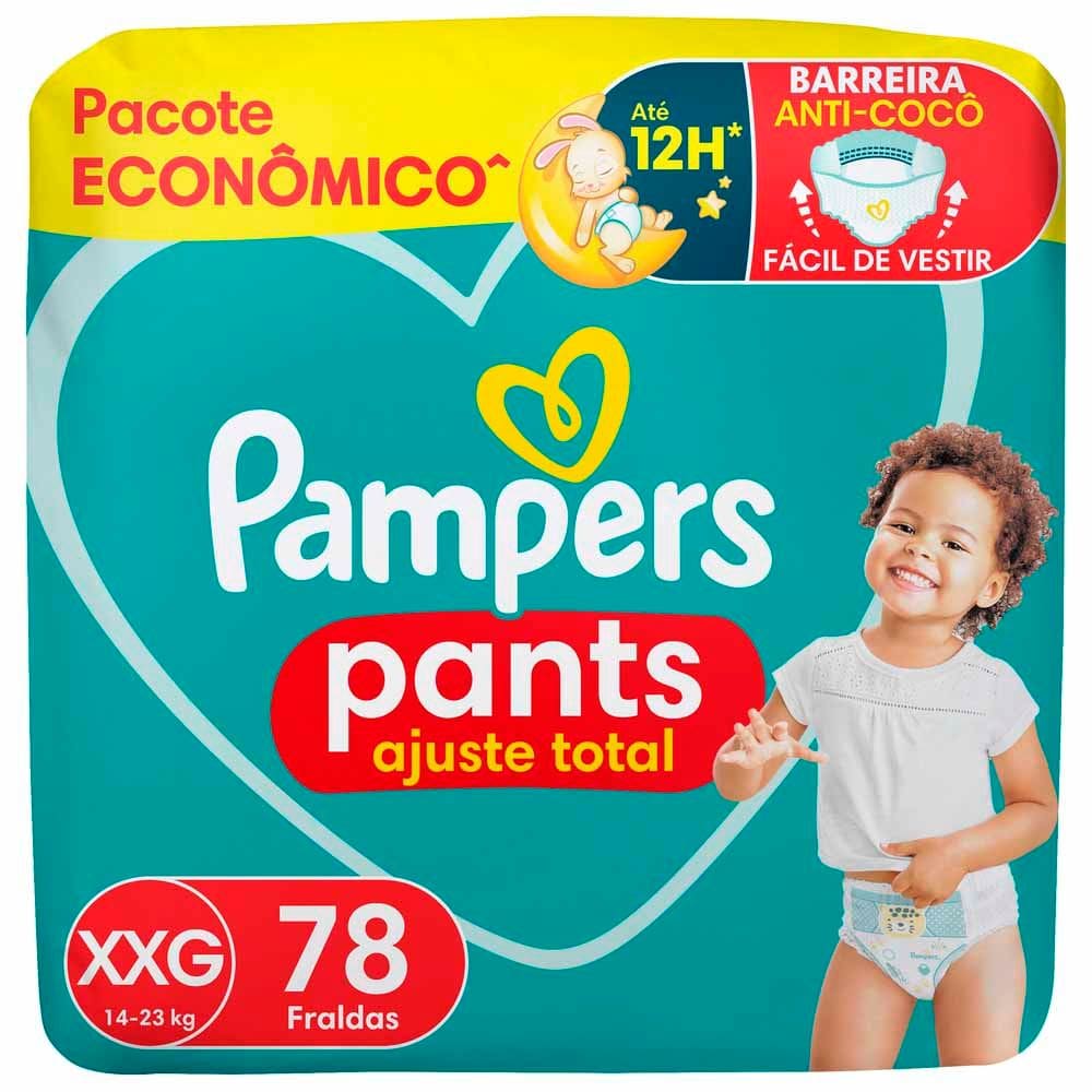 Fralda Pampers Pants Ajuste Total Tamanho XXG com 78 Unidades Descartáveis