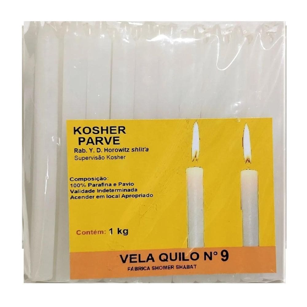 Vela Brilho Parve Kosher Numero 9 Pacote 1 Kg