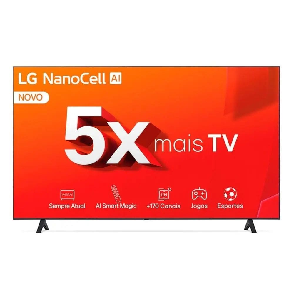Smart TV 4K LG NanoCell 65\" Polegadas 65NANO80TSA Processador A5 Ger7 AI Alexa Controle Smart Magic e Wi-Fi Bivolt
