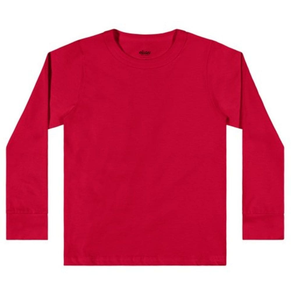 Camiseta Básica Infantil Elian Unissex Manga Longa Algodão