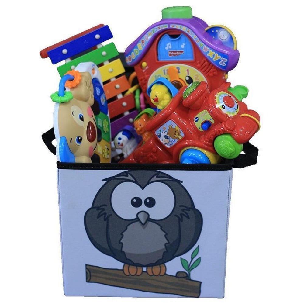 Caixa Organizadora De Brinquedos Estampada 28X30X28Corujinha