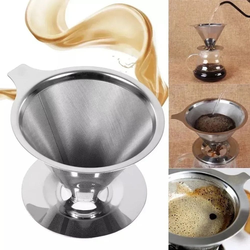 Coador De Cafe Aço Inox Reutilizavel Ecologico Tamanho:Pequeno