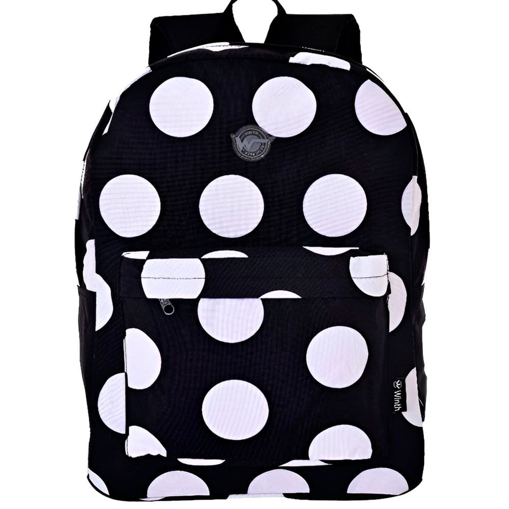 Mochila de Costas Feminina Juvenil Básica Bolinhas Cor:Preto