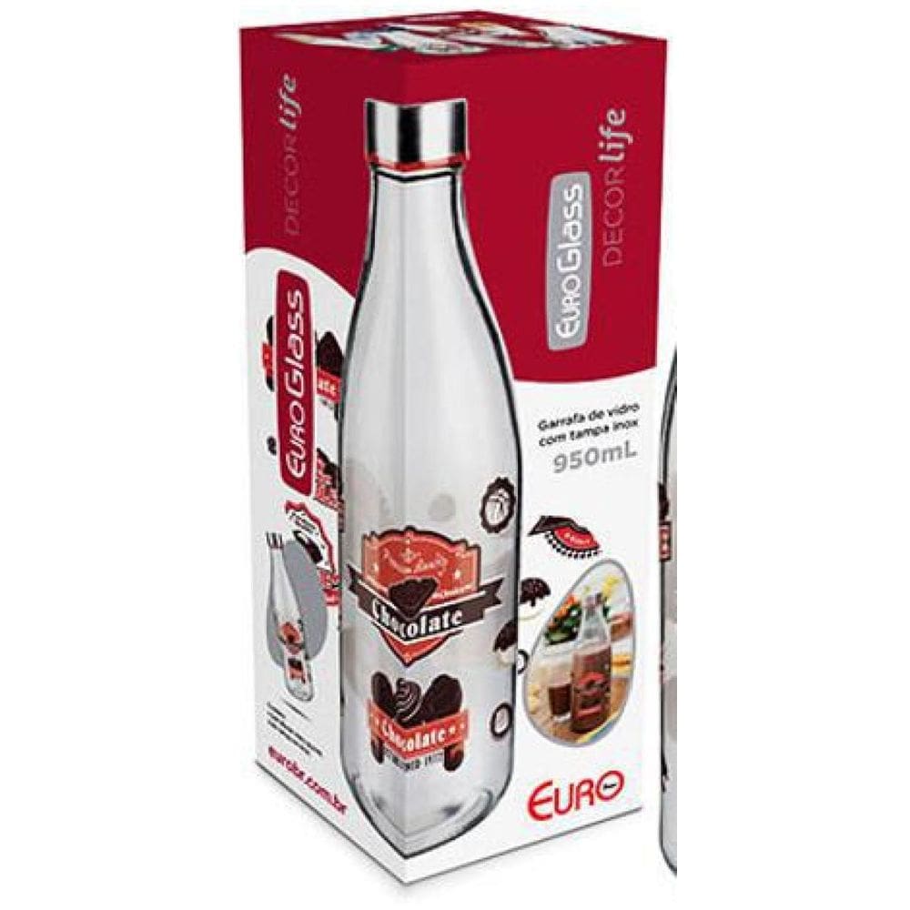 Garrafa De Vidro Decorada Para Leite 950 Ml Achocolatado