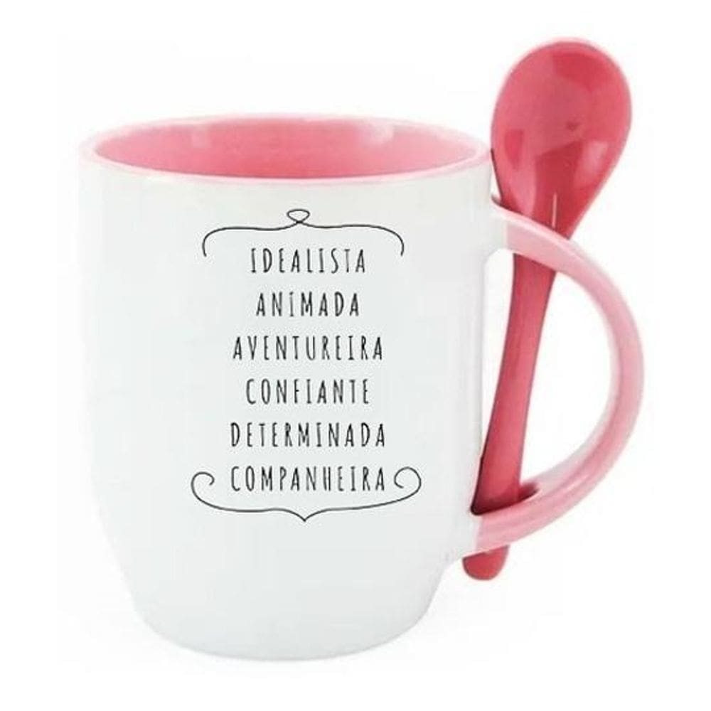 Caneca De Colher Rosa Signo Cancêr