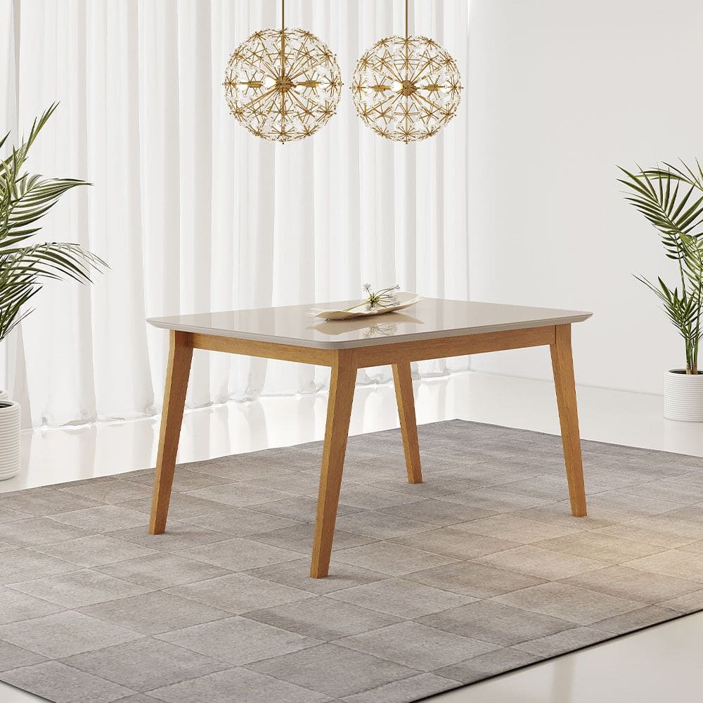 Mesa de Jantar Elegance 120x80cm com Vidro Canto Copo JCM Movelaria