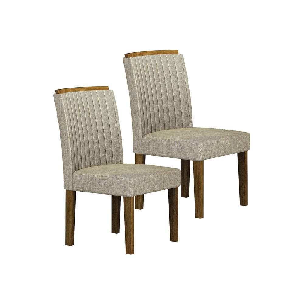 Conjunto 2 Cadeiras de Jantar Jade MDF e Linho Leifer